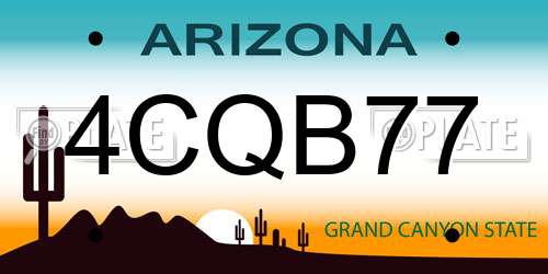 4CQB77 Arizona License Plate