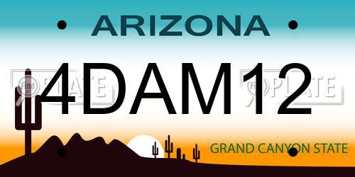 4DAM12 Arizona License Plate