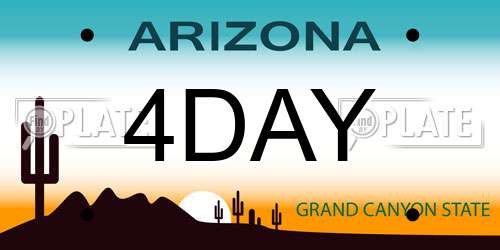 4DAY Arizona License Plate