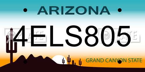 4ELS805 Arizona License Plate
