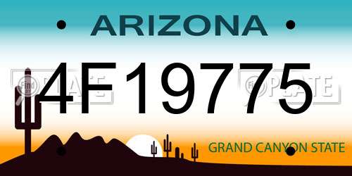 4F19775 Arizona License Plate