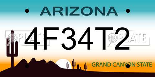 4F34T2 Arizona License Plate
