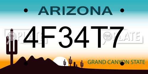 4F34T7 Arizona License Plate
