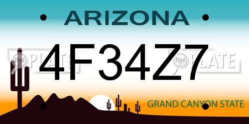 4F34Z7 Arizona License Plate