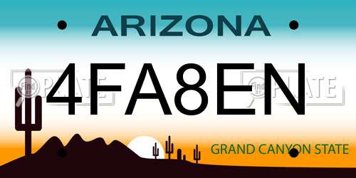 4FA8EN Arizona License Plate