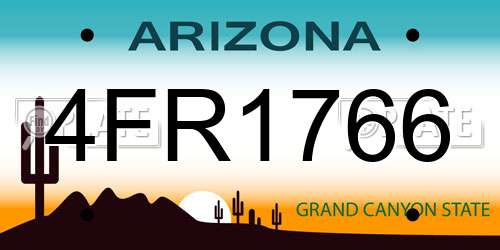 4FR1766 Arizona License Plate