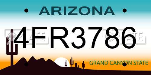4FR3786 Arizona License Plate
