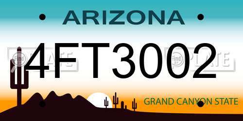 4FT3002 Arizona License Plate