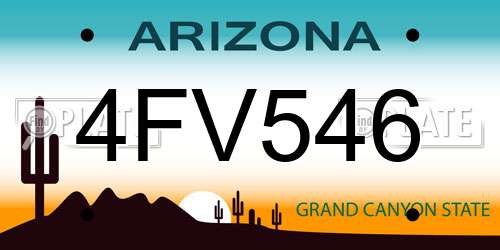4FV546 Arizona License Plate