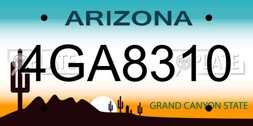 4GA8310 Arizona License Plate