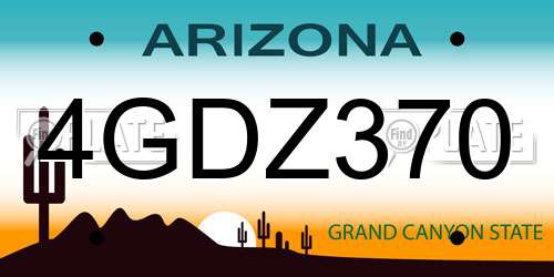 4GDZ370 Arizona License Plate