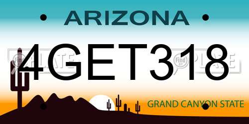 4GET318 Arizona License Plate