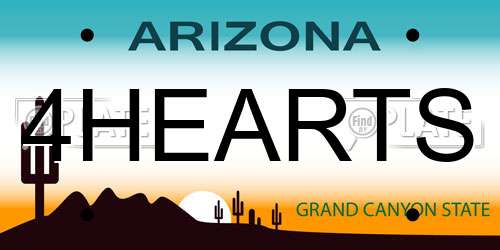 4HEARTS Arizona License Plate