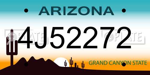 4J52272 Arizona License Plate