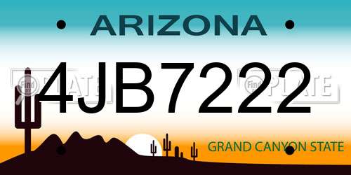 4JB7222 Arizona License Plate