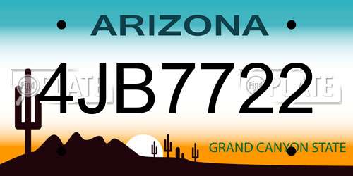 4JB7722 Arizona License Plate