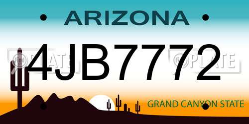 4JB7772 Arizona License Plate
