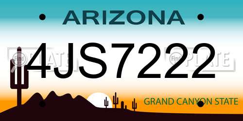4JS7222 Arizona License Plate