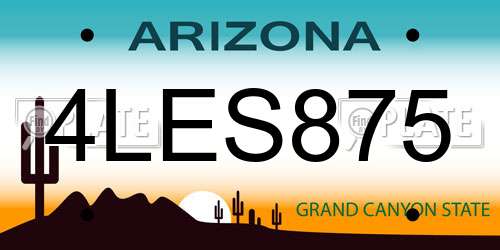 4LES875 Arizona License Plate