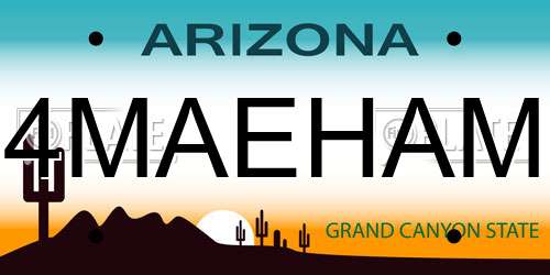 4MAEHAM Arizona License Plate