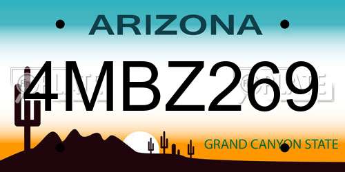 4MBZ269 Arizona License Plate