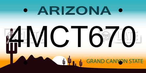4MCT670 Arizona License Plate
