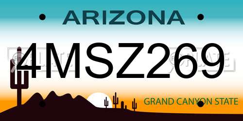 4MSZ269 Arizona License Plate