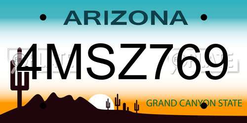 4MSZ769 Arizona License Plate