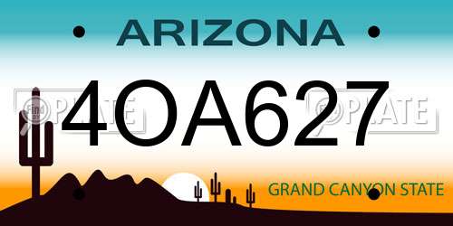 4OA627 Arizona License Plate