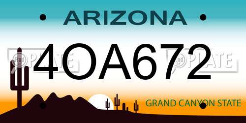 4OA672 Arizona License Plate