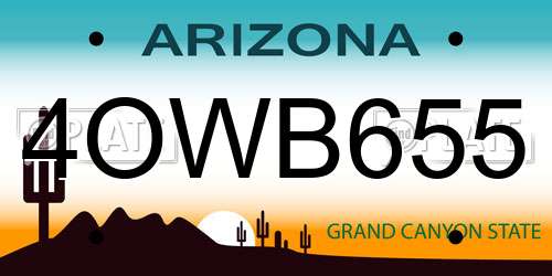 4OWB655 Arizona License Plate