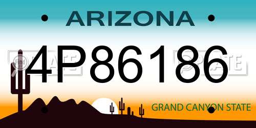 4P86186 Arizona License Plate