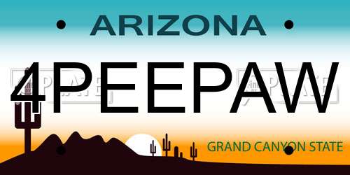 4PEEPAW Arizona License Plate