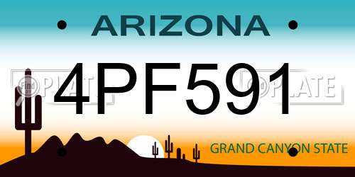4PF591 Arizona License Plate