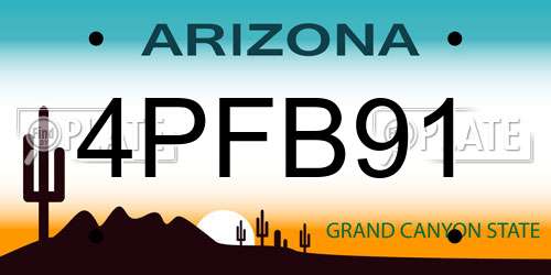 4PFB91 Arizona License Plate