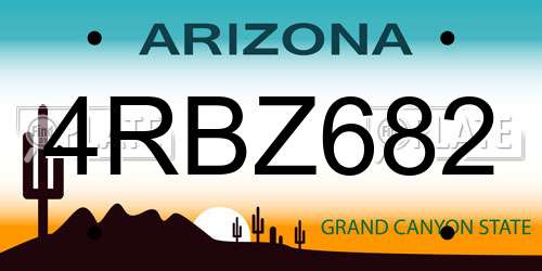 4RBZ682 Arizona License Plate