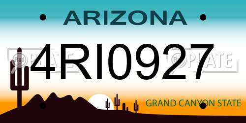 4RI0927 Arizona License Plate