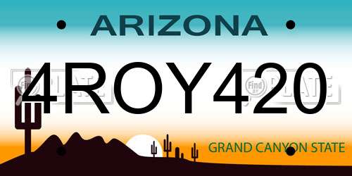 4ROY420 Arizona License Plate