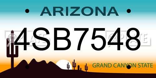 4SB7548 Arizona License Plate