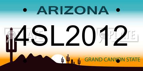 4SL2012 Arizona License Plate