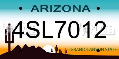 4SL7012 Arizona License Plate