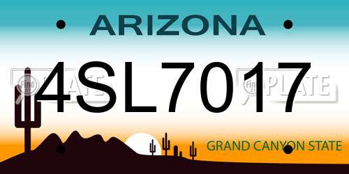 4SL7017 Arizona License Plate