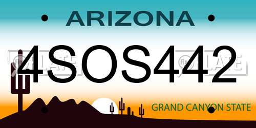 4SOS442 Arizona License Plate