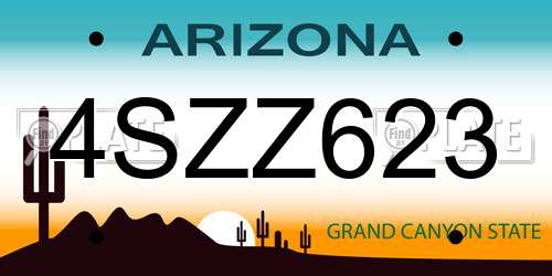 4SZZ623 Arizona License Plate