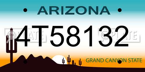 4T58132 Arizona License Plate