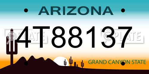 4T88137 Arizona License Plate