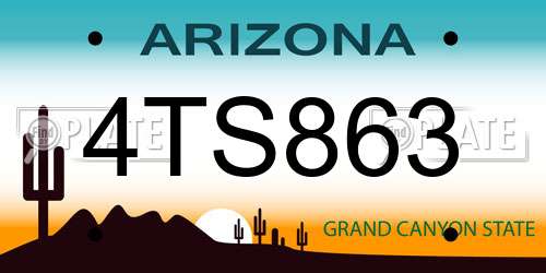 4TS863 Arizona License Plate