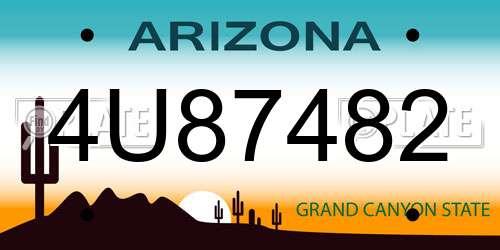 4U87482 Arizona License Plate