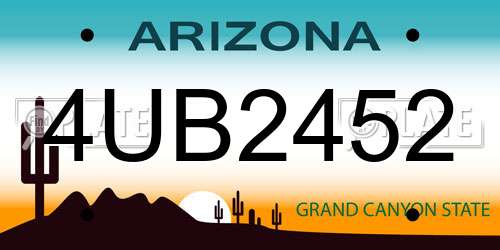 4UB2452 Arizona License Plate
