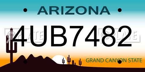 4UB7482 Arizona License Plate